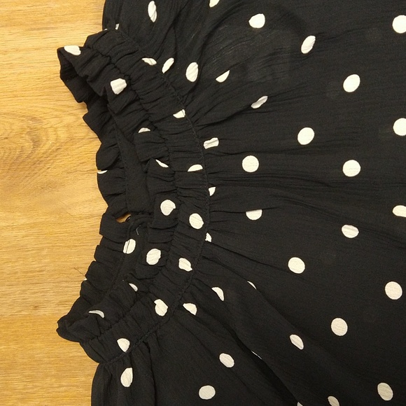 Loft, black with white polka dots blouse, size M, long sleeve, NWT, womens - Picture 3 of 8